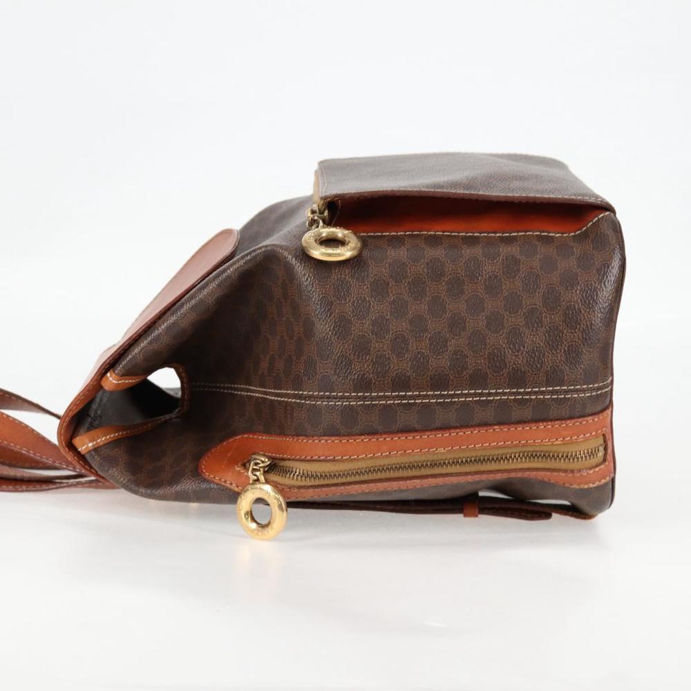 CELINE Macadam Canvas Backpack PVC Leather Brown Gold Auth 133049 - Picture 4 of 16
